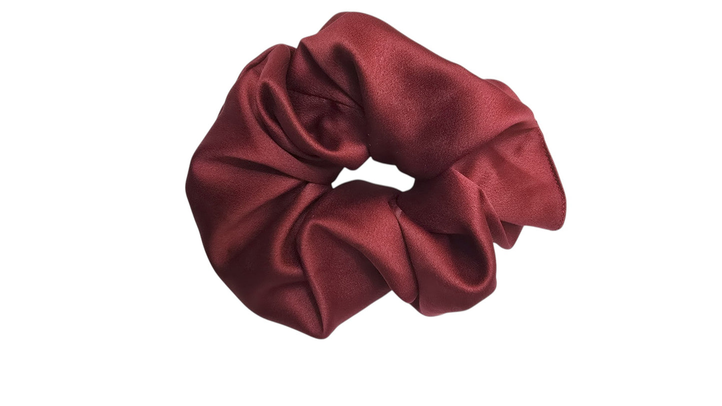 Burgundy Satin Scrunchie