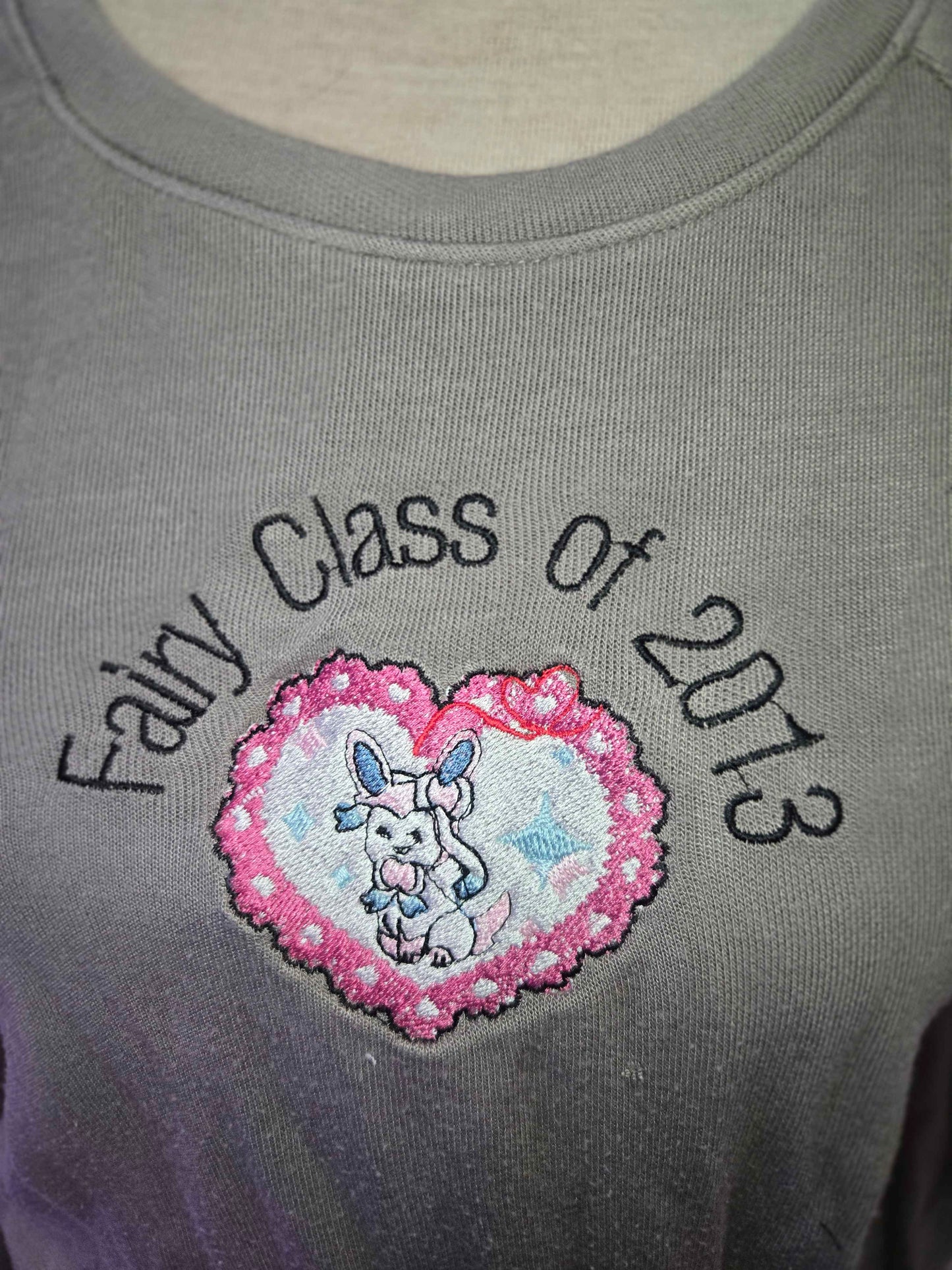 Gray Embroidered Ribbon Fox Sweater