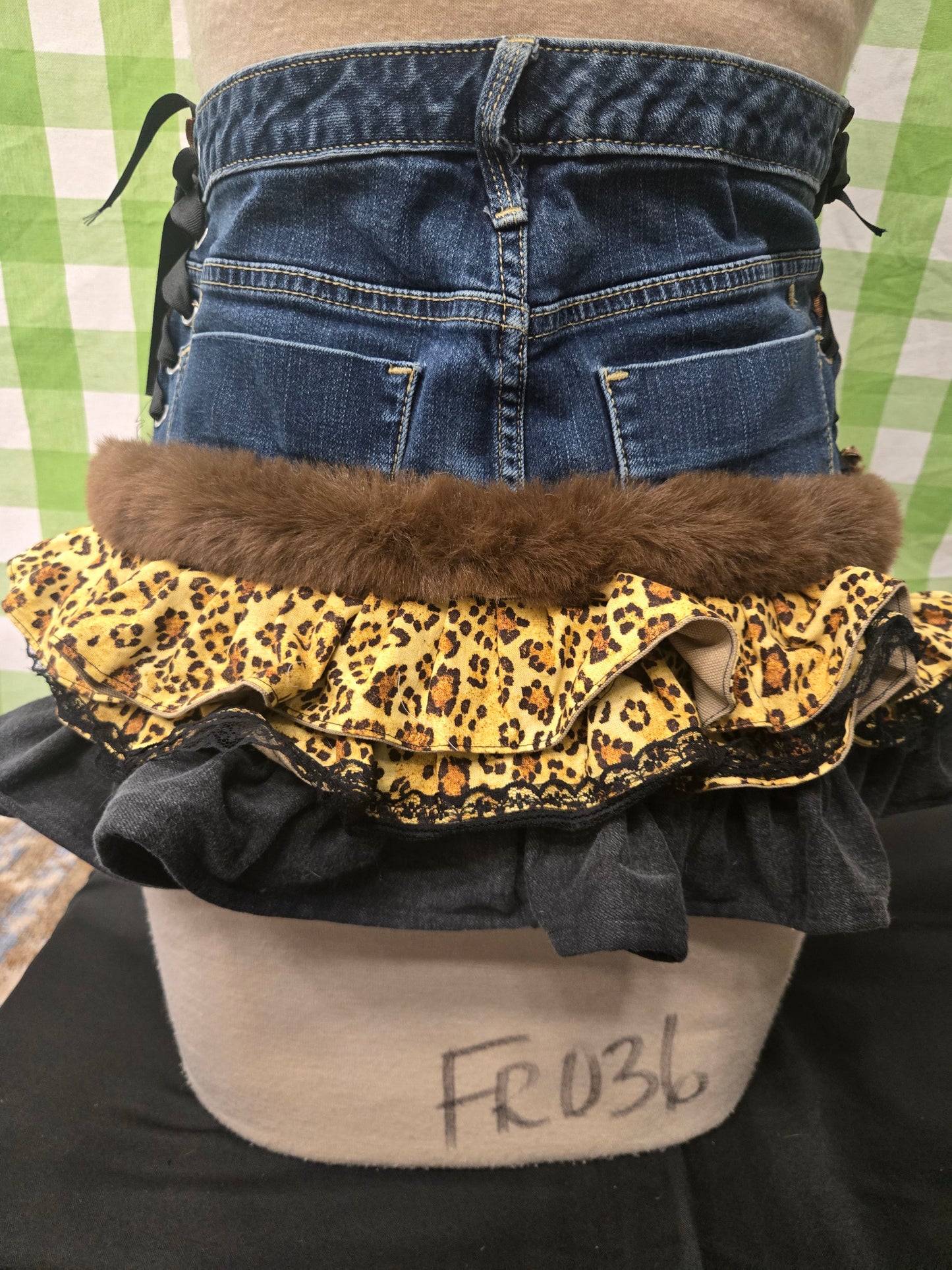 Denim Leopard Skirt