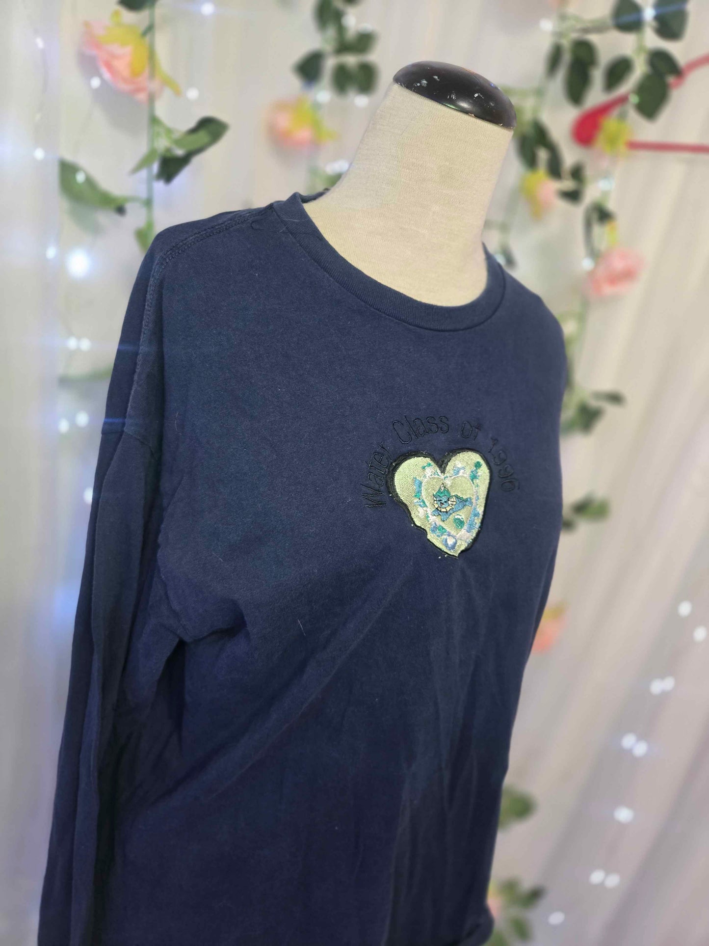 Navy Blue Embroidered Water Fox Long Sleeve Shirt