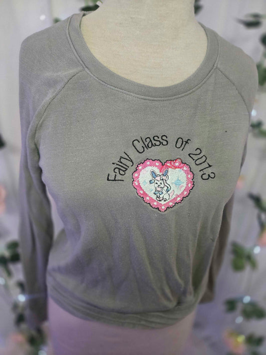 Gray Embroidered Ribbon Fox Sweater