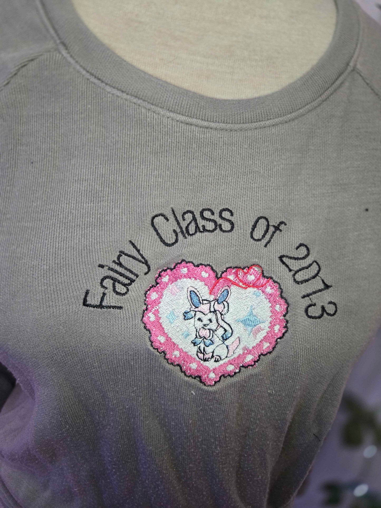 Gray Embroidered Ribbon Fox Sweater