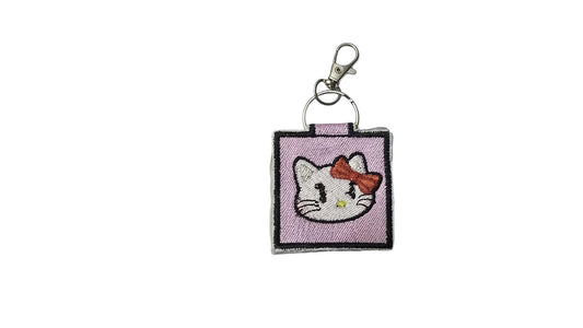 Pink Hello Kitty Embroidered Keychain